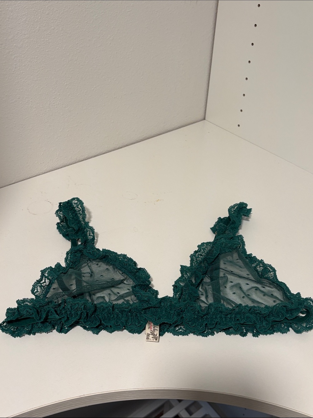 Free People Sheer Lace Bralette in forest green